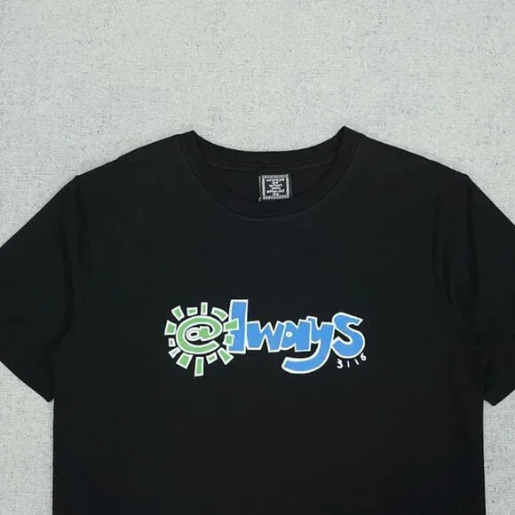 Always Black Vibrant Lettering Short Sleeve T Shirt